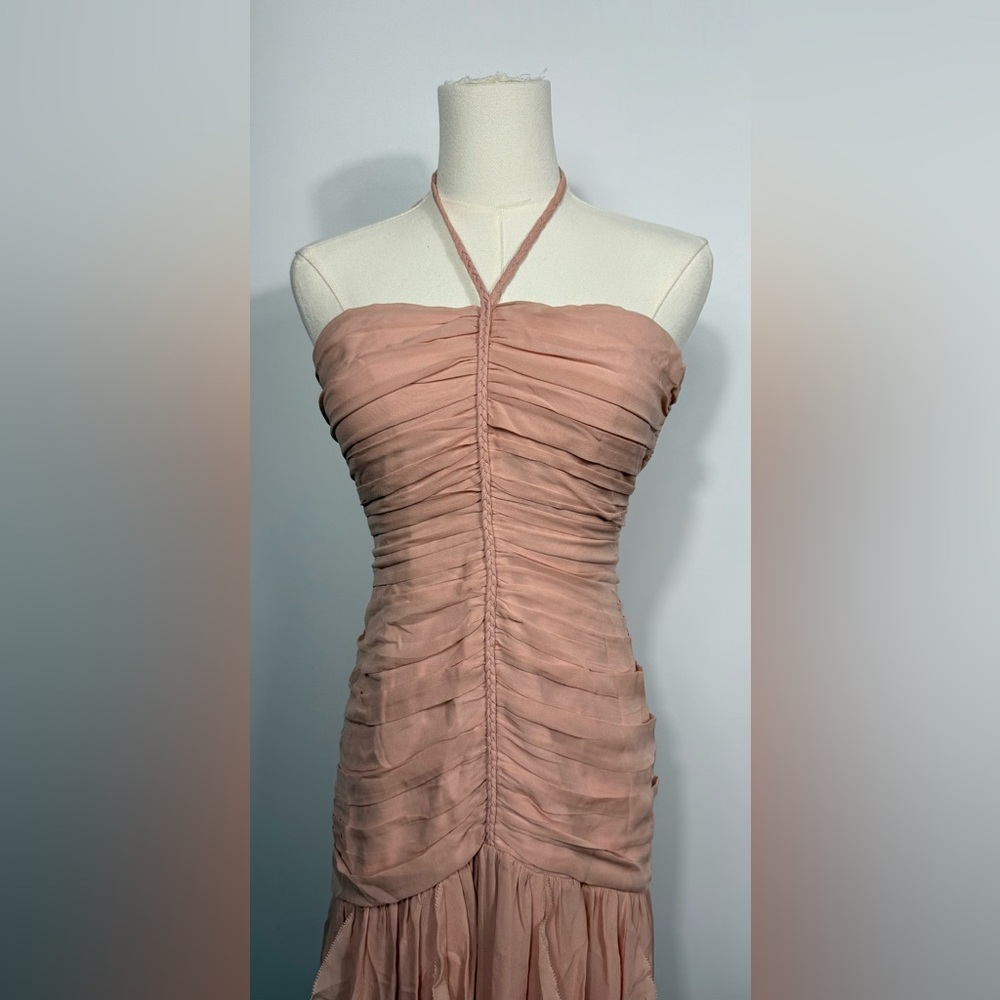 New! Veronica Beard Lucine ruched silk-crepon halterneck maxi dress Sz 6‎ $958 - Picture 7 of 10